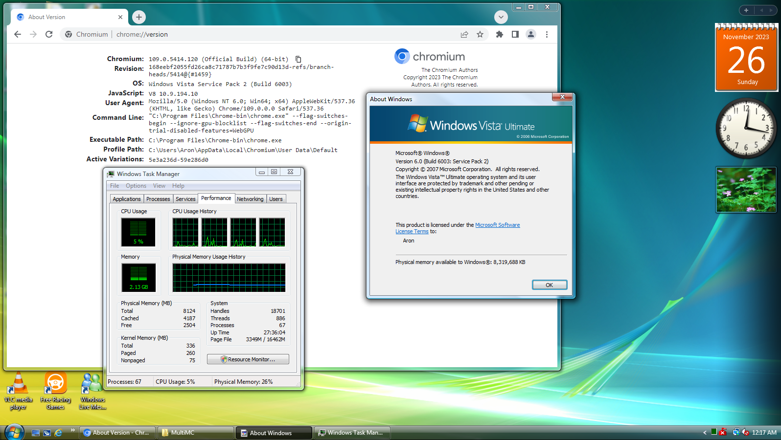 Vista showing Chromium, and winver